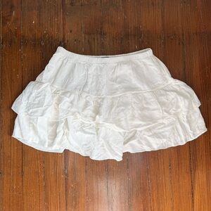Brandy Melville White Ruffled Mini Skirt